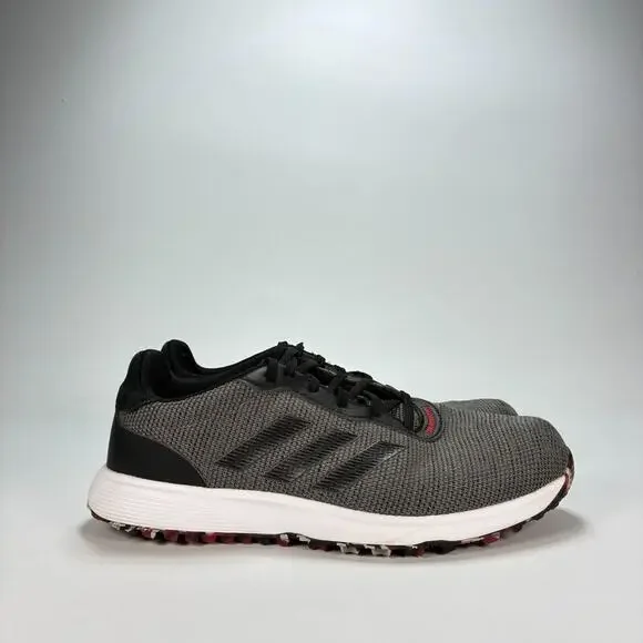 adidas S2G Grey Four Core Black Scarlet Spikeless Golf Shoes FW6318 Men's Sz 10