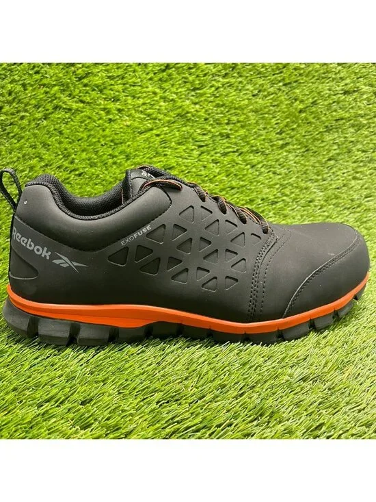 Reebok Sublite Cushion Men Size 11E Black Orange Composite Toe Safety Work Shoes