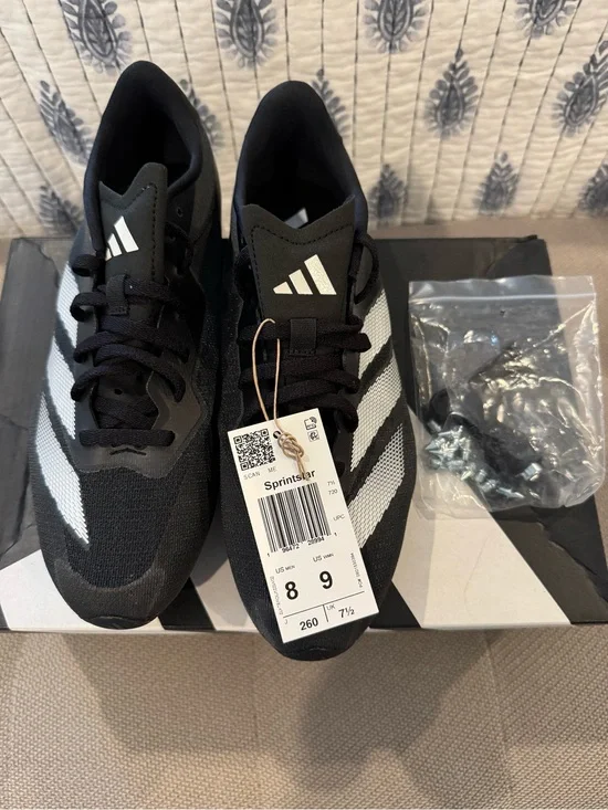 Adidas Black & White Sprintstar Track Shoes NWT