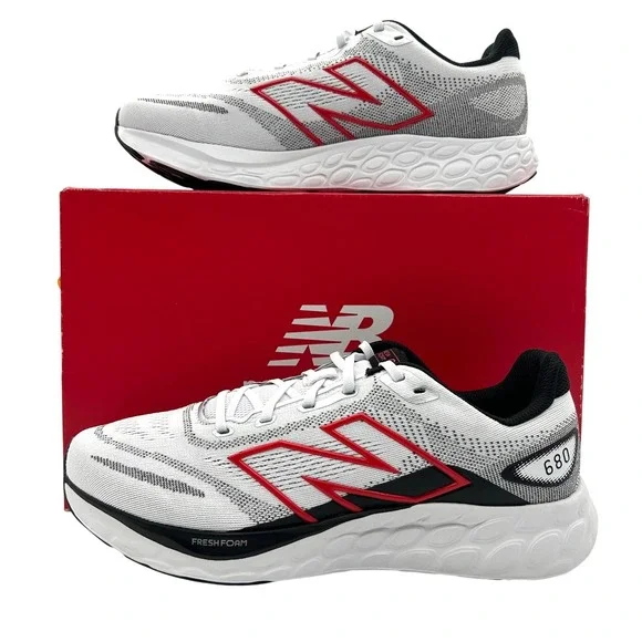 New Balance Fresh Foam 680 v8 Shoes Womens 10.5 Mens 9 White Black Red Sneakers