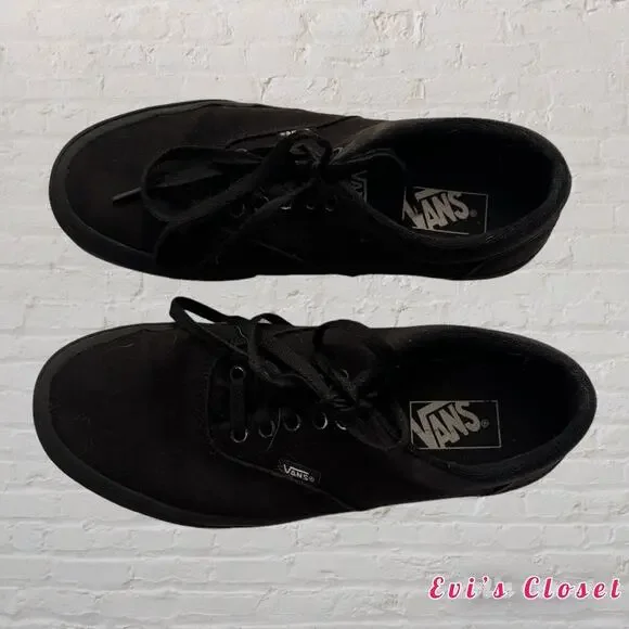 Vans Low Top Canvas Skate Shoes Men’s Size 8 Black Lace Up Sneakers