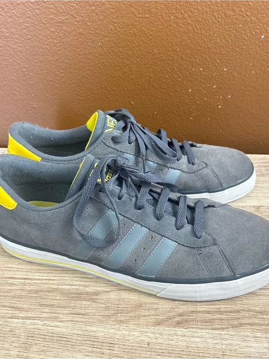 Adidas Neo Comfort Footbed Shoes, Grey and Yellow, Men’s Size 11