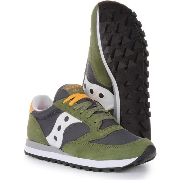 Saucony Jazz Original Running Shoes Mens 9 Olive Green Suede Nylon Sneakers