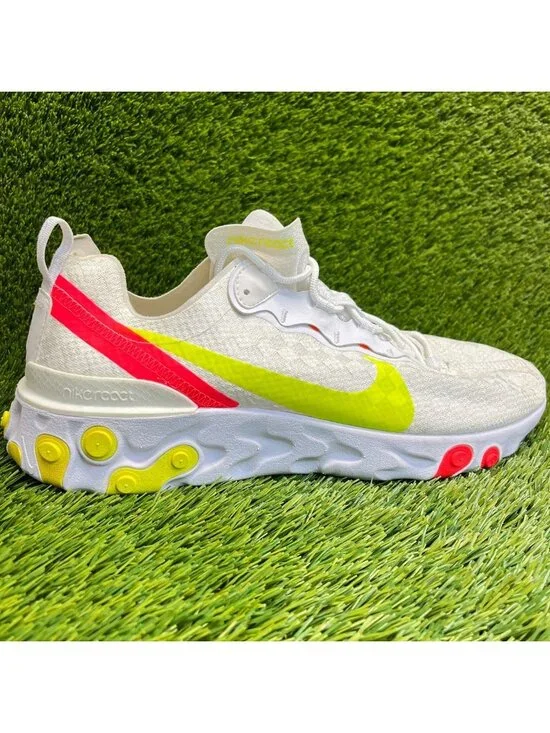 Nike React Element 55 Checkered White Red Mens Size 11 Running Shoes Sneakers