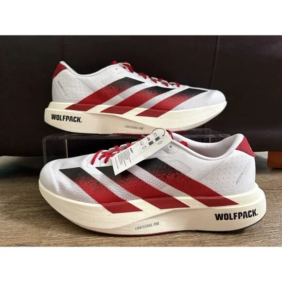 Adidas Adizero Evo SL NC State Wolfpack White Red Mens Sz 7.5 JQ4571