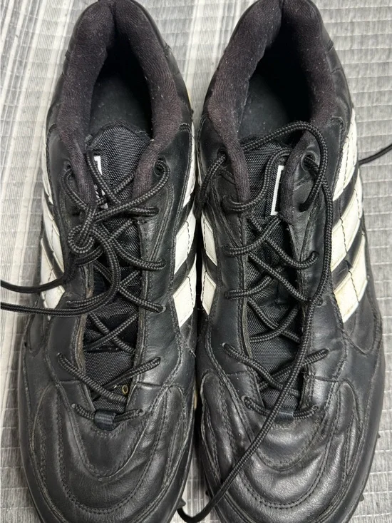 adidas Black Athletic Football Cleats with White Stripes