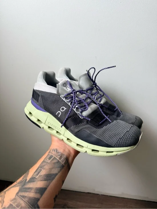 On Cloudrunning Men's Athletic Shoes in Black & Light Green