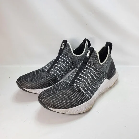 Nike React Phantom Run Flyknit 2 Mens 11.5 Black Grey Running Shoes CJ0277-003