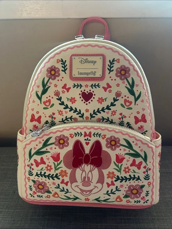 Loungefly Disney Minnie Mouse Pink Floral Mini Backpack