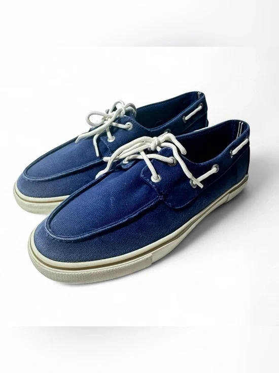 Nautica Galley Boat Shoes Navy Blue Canvas White Laces Mens 9 US 8.5 UK 42 EU