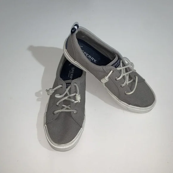 Sperry Boat Shoes Womens 8.5 Gray Canvas Pier Wave Sneaker STS85103