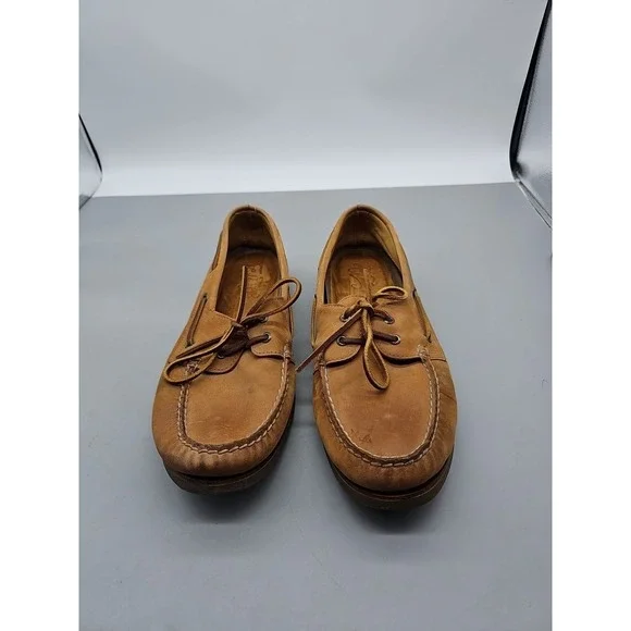 Sperry Top-Sider Mens Boat Shoes Brown Leather Round Toe Lace Up 14
