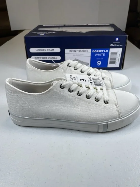 Ben Sherman Dorset Men’s Casual Sneakers White Lace Up Shoes Pick Size 9 NIB