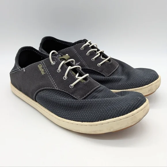 Olukai Nohea Moku Grey Mesh Boat Shoe 8
