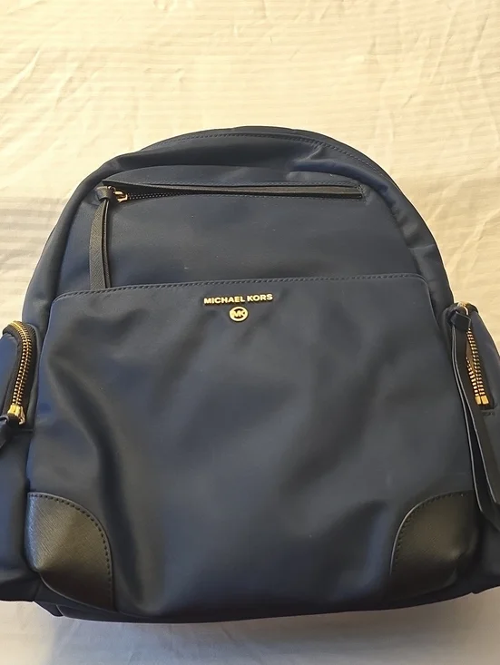Michael Kors Blue Men's Backpack with Gold Hardware