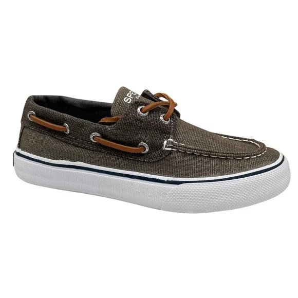 Sperry Men's Big Boys Bahama II Canvas Boat Shoes Size 4.5 Olive Casual Shoes