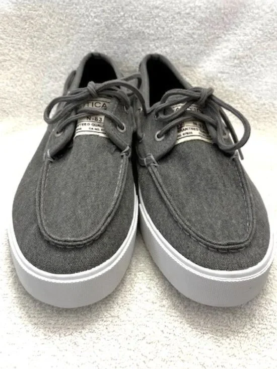 Nautica Spinnaker Washed deck sneakers in medium gray textile NWOT Men's Size 11