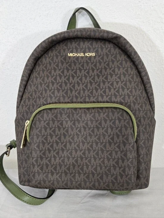 Michael Kors Erin Medium Backpack Purse Evergreen Polished Career Collegiate
