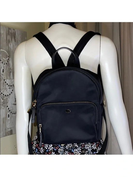 ♠️ Kate Spade New York Black Nylon Backpack – Floral Print | Gold Hardware|