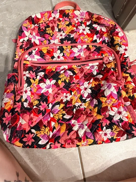 Vera Bradley Coral Pink Floral Quilted Backpack