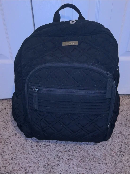 Vera Bradley black quilted backpack bag with pockets for school supplies