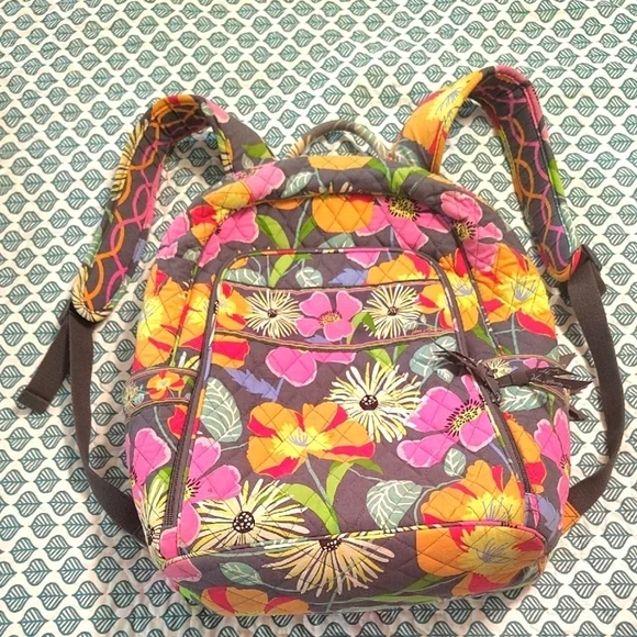 Vera Bradley Jazzy Blooms Large Backpack Retired Vintage Luggage Strap