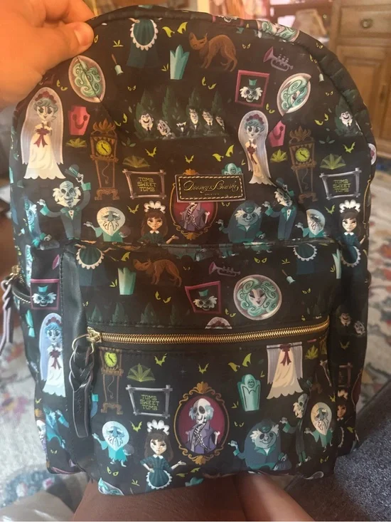 Dooney & Bourke Black Multicolor Haunted Mansion Print Backpack