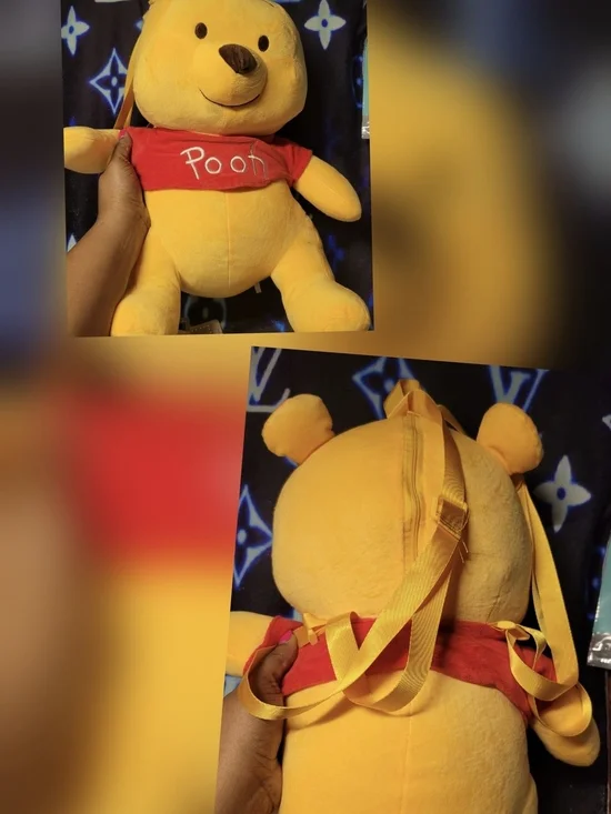 Plush Yellow Bear Kids Backpack with Red Shirt