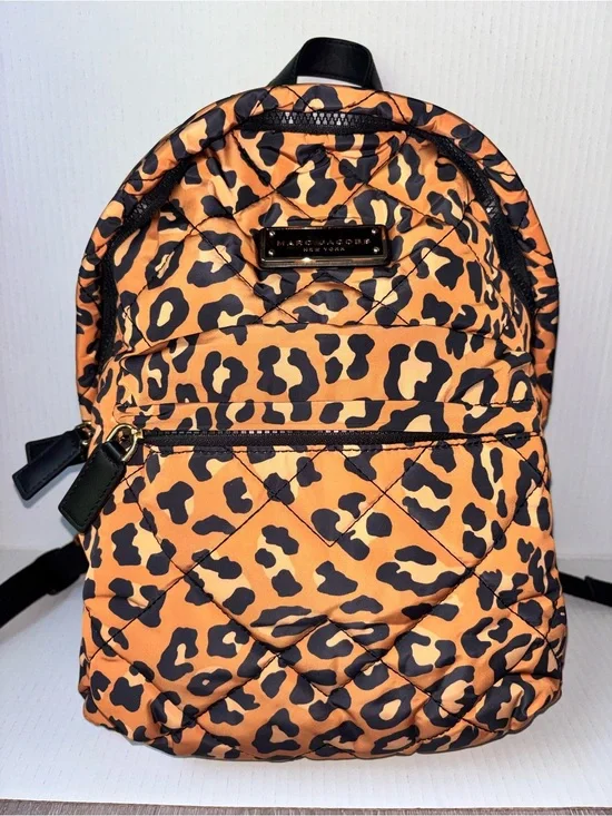 Marc Jacobs Quilted Leopard-Print Mini Backpack in Orange & Black