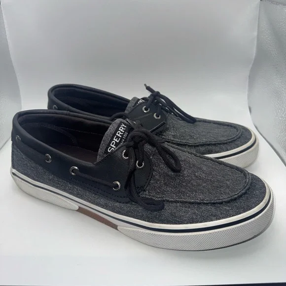 Sperry Men's Gray and Black Boat Shoes. Size 10.5