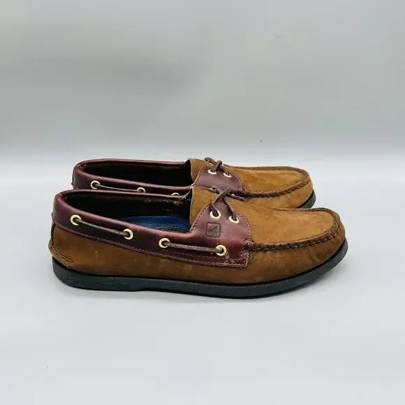 Sperry Shoes Mens 9 Brown Leather Suede Top Sider Boat Moc Toe Casual Comfort