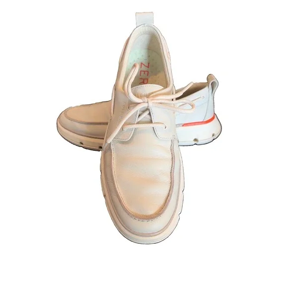 Cole Haan Mens 4.ZEROGRAND Regatta Boat Shoes Cream Size 9.5M (C6)
