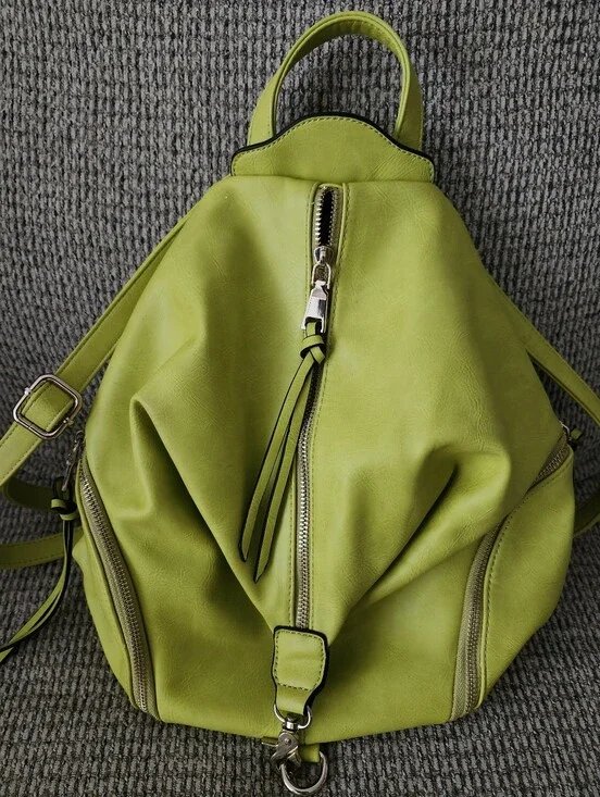 Lime Green Women’s Convertible Backpack Purse Faux Leather