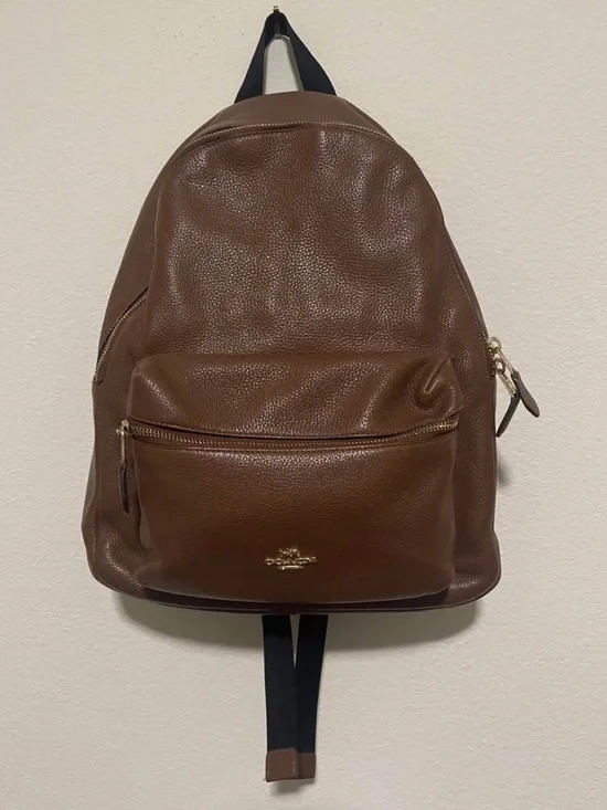 Coach Brown Pebbled Leather Backpack