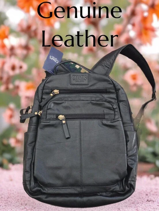 New Chaps genune leather backpack bag great for laptop
