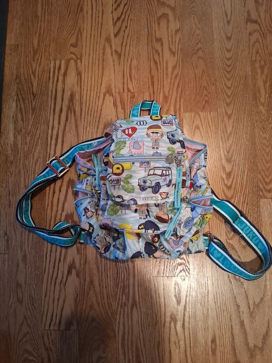 Colorful Harajuku Lovers Backpack with Teal Straps