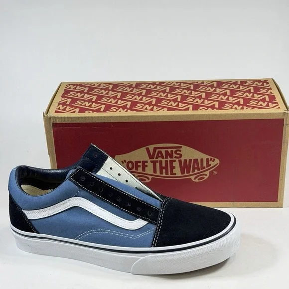 Vans Old Skool Womens-10‎ Mens-8.5 Navy White' Classic Skate Shoes / VN000D3HNVY