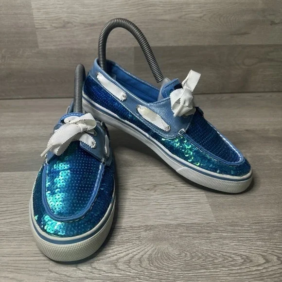 Sperry Top Sider Bahama Blue Sequin Boat Shoes in Women's Size‎ 6.5 M