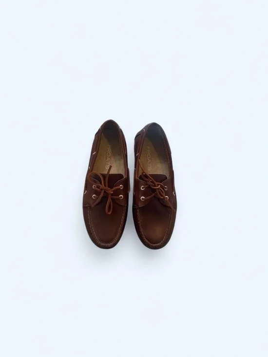 Men's Brown Leather Boat Shoes - Classic Lace-Up Deck‎ Shoes