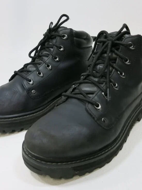 Skechers Soft Toe Leather Work Boots Men's Shoes Hiking Footwear Shoe Sz 12