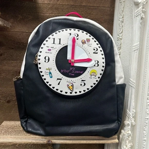Betsey Johnson “It’s Betsey Johnson Time” Clock Face Backpack