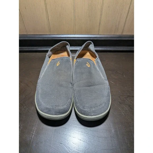 S9 Olukai Nohea Mesh Men's Gray Orange Slip On Slide Boat Deck  SIZE 10M
