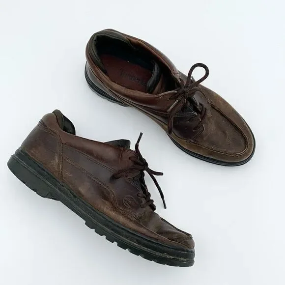Vintage Timberland brown leather lace up boat shoes
