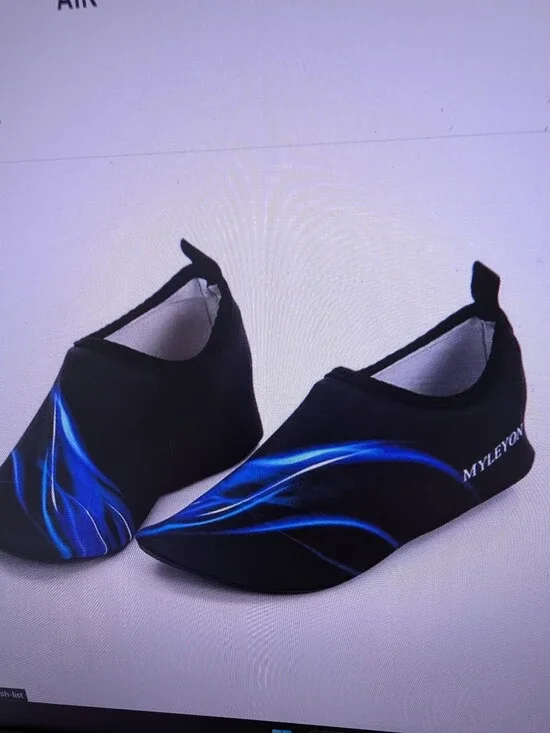MYLEYON BLACK 🖤/BLUE 💙 FLAME ACCENT WATER-RESISTENT SLIP-ON SHOES