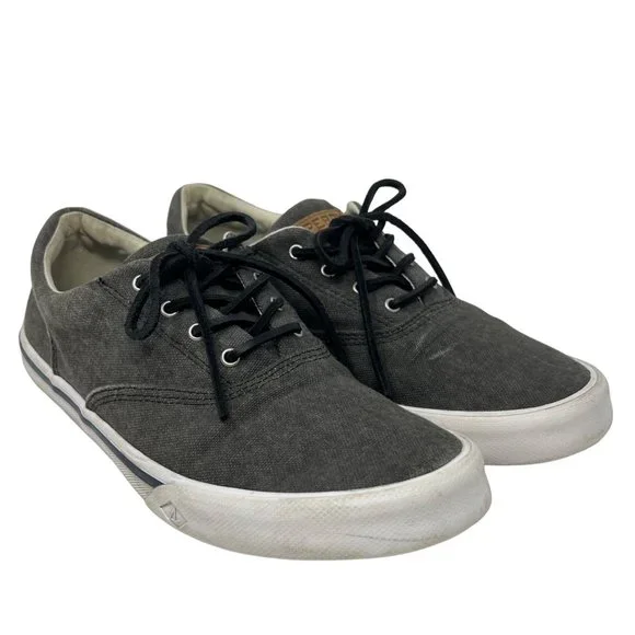 Sperry Striper 2 Gray Canvas Deck‎ Boat Shoe Lace Up STS16795 Size 8 US Preppy