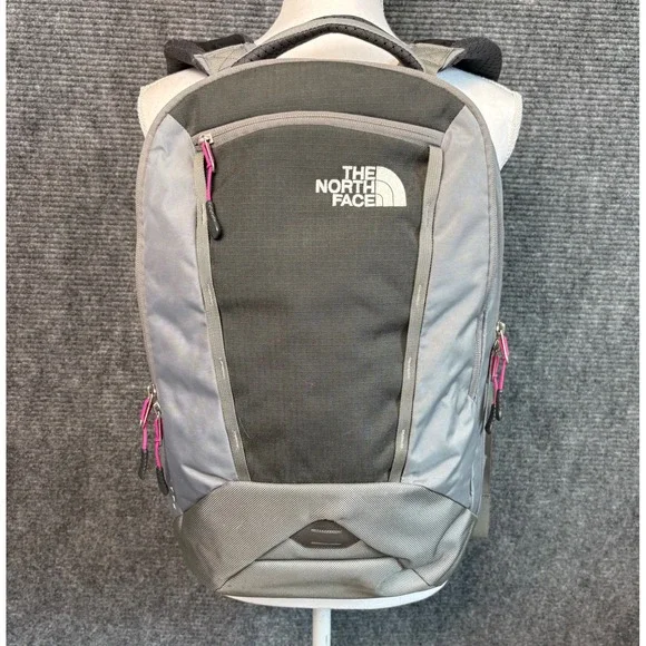 The North Face Microbyte Backpack Gray Pink Laptop Sleeve FlexVent Daypack