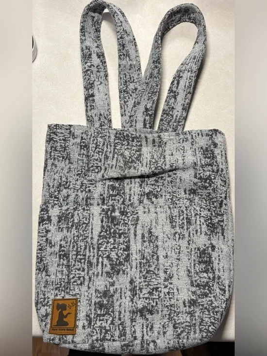 Handcrafted Gray Textured Tote Backpack with Leather Logo Patch