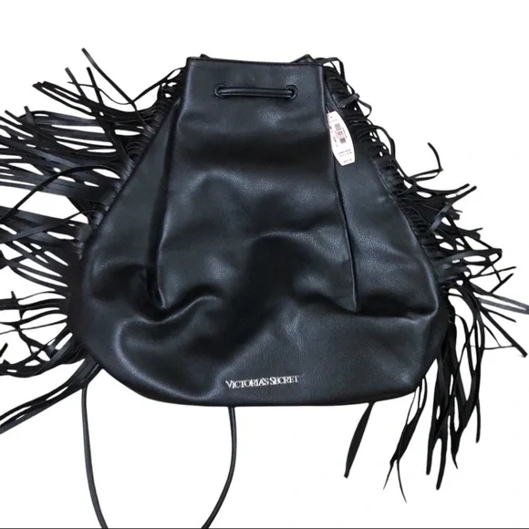 Victoria’s Secret Black Fringe Backpack ✨ Boho Festival Vibes
