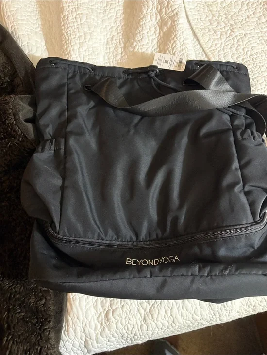 Beyond Yoga Black Nylon Tote-Style Backpack