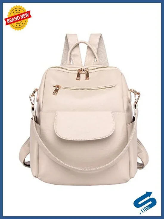 Convertible Waterproof Nylon Faux Leather Backpack Purse Travel Rucksack